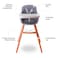 Teknum - Premium Dual Height Wooden High Chair - Grey