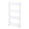 Amerteer - 4-Tier Slim Slide Storage Tower Rack Shelf With Wheel White 102X55X15Centimeter, 4-Tier Corner Shelf For Kitchen, Bedroom, Bathroom, Pantry, Office