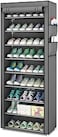 Shoe Rack with Cover, 10 Layer 9 Grids Dustproof Shoe Cabinet Shoe Rack for up to 30 Pairs of Shoes, 58 x 28 x 160 cm