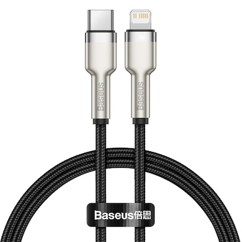 Baseus USB-C to Lightning Fast Charging Data Transfer Cable Type-C PD 20W Cafule Series Fast Power Delivery 25cm Black