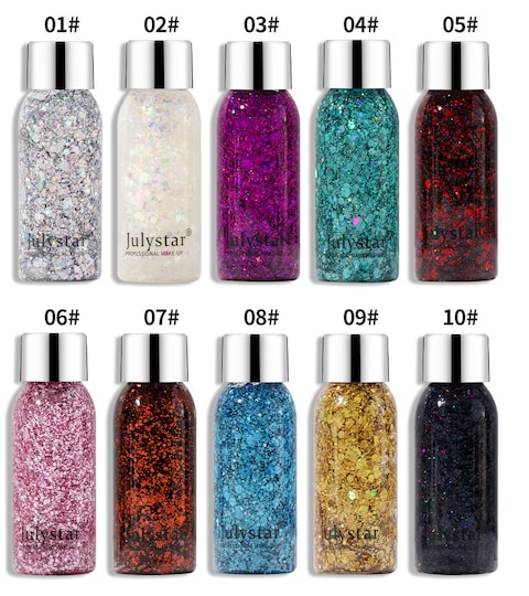 Body Glitter Gel - Cosmetic-Grade, Glitter for Face, Body, and Hair, Safe and Easy to Use