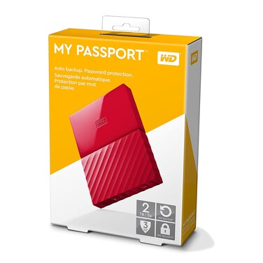 دبليو دي  ماي باسبورت محرك القرص الصلب المحمول 2 تيرابايت احمر