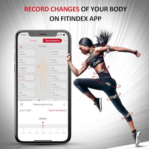 Fitindex Smart Body Tape Measure Bluetooth Digital Measuring Tape - White