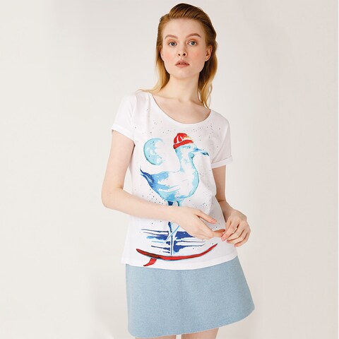 Anemoss Seagull Womens Shirts, Short Sleeve, Cotton, Crewneck Tshirts for Women, Ultra Soft, Modern Fit Women’s T-Shirts