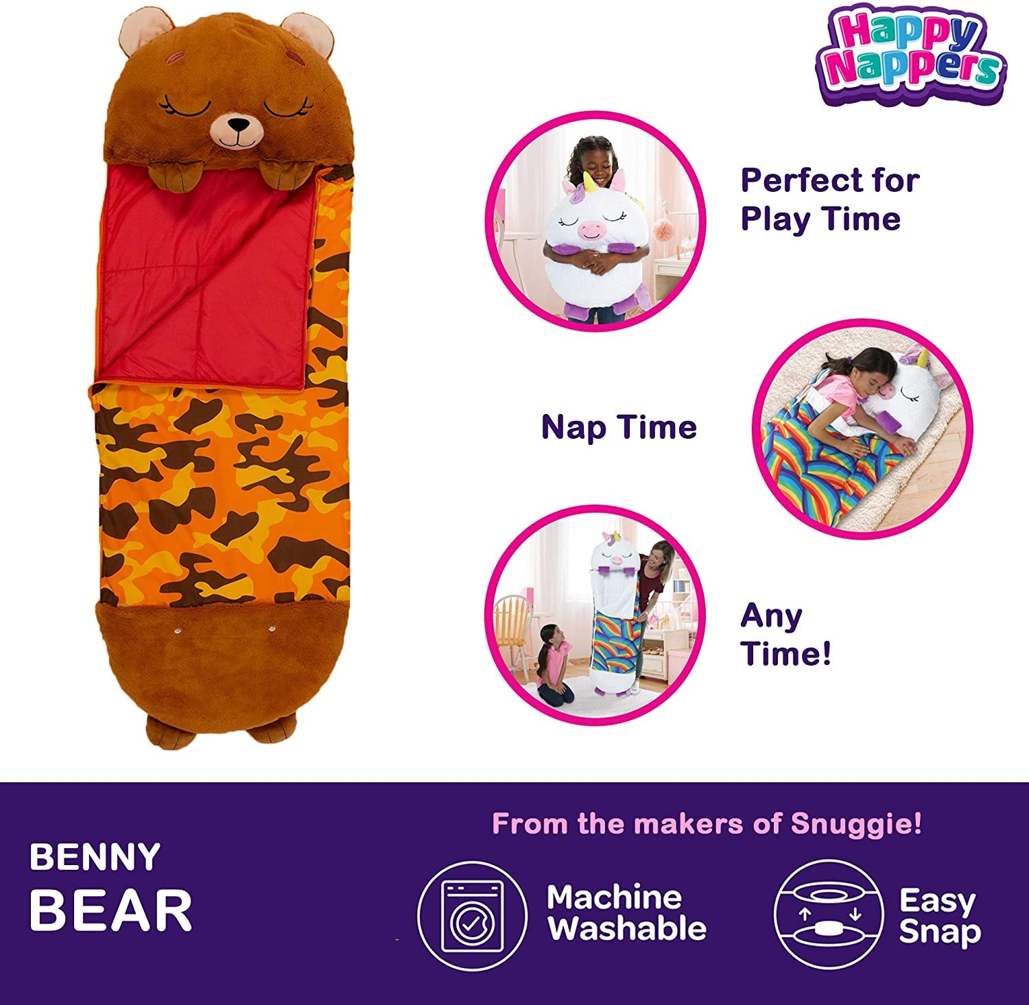 Happy Nappers Sleep Sacks Benny the Brown Bear Large- 30&rdquo; x 66&rdquo;