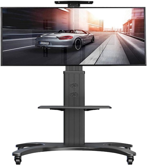 NB North Bayou - TV Stand With Wheels For 32 To 65 Inch Tvs(Aluminum, Black)