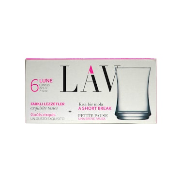 طقم أكواب شاي زجاج لاف لونا - 225 مل - 6 قطع