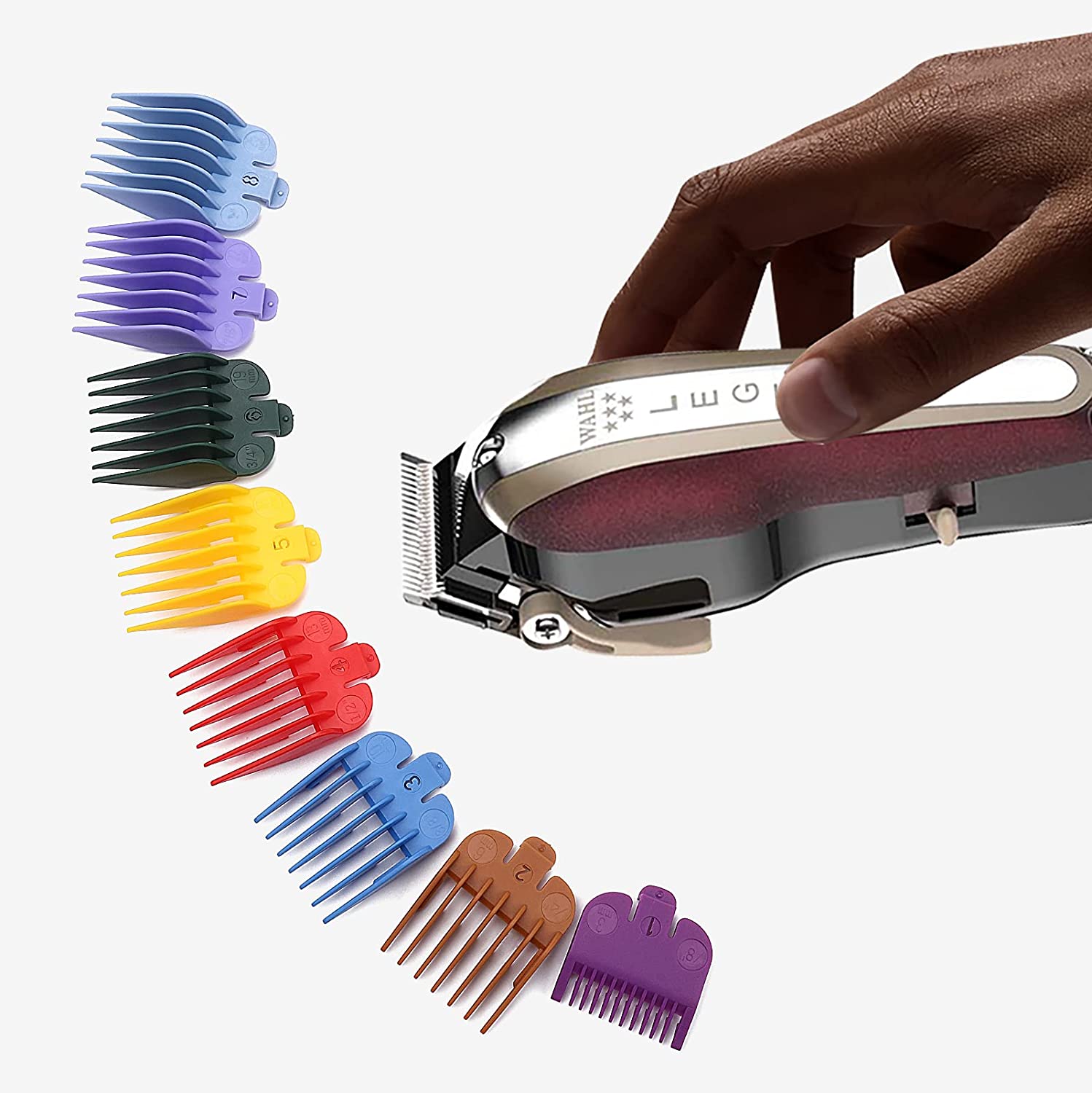 Afanso Professional Hair Clipper Guards, 8 Colors Coded Comb Attachment, Hair Clipper Guide Combs Cutting Guides/Combs #3170-400- 1/8&rdquo; To 1&rdquo;, Compatible With Most Wahl Clippers