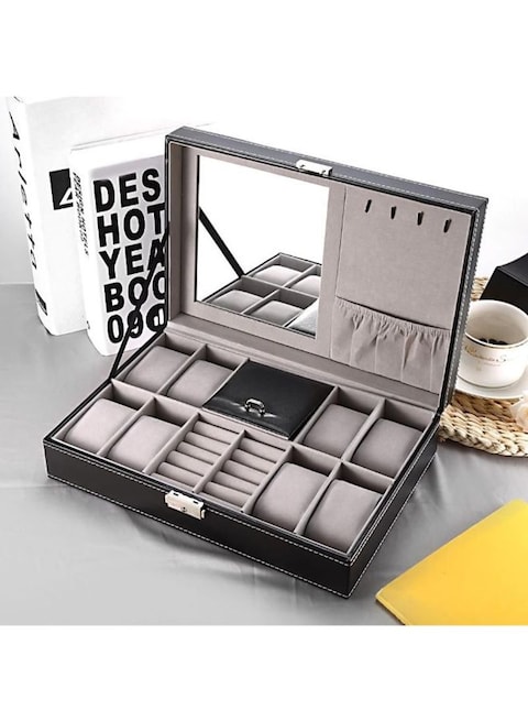 Generic 3-Mixed Grid Watch Display Storage Organizer