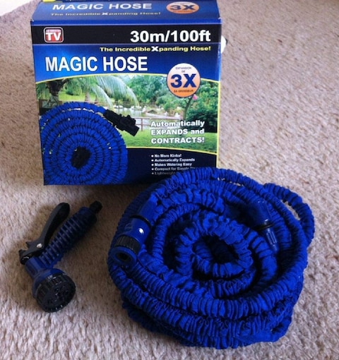 X Hose Expanding Magic 100Ft With Sprayer Nozzle Blue