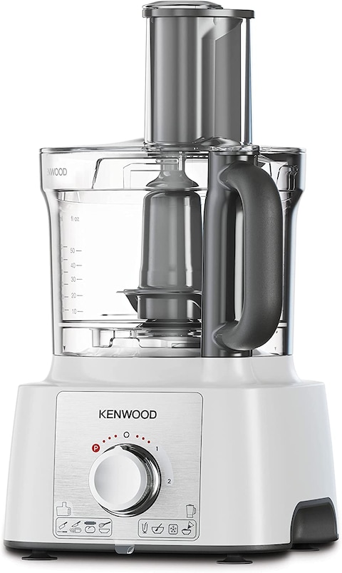 KENWOOD Food Processor 1000W Multi-Functional with 2 Stainless Steel Disks, Blender, Grinder Mill, Whisk, Dough Maker FDP65.400WH White
