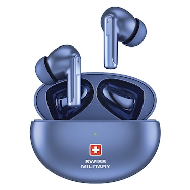 Swiss Military Victor 3 Active Noise Cancelling Truly Wireless Bluetooth In-Ear Earbuds With Charging Case Blue