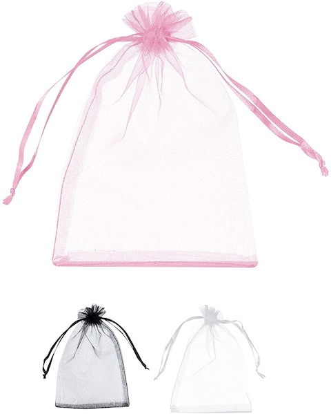 Markq Organza Bags with Drawstrings, 9X12 cm Jewelry Pouches Baby Shower Eid Wedding Party Favor Bags (Light Pink, 100 Pieces)