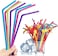 Vsell24 100Pc Flexible Drinking Plastic Straws Multicolor Bpa Free Disposable Bendy Straw 6Mm