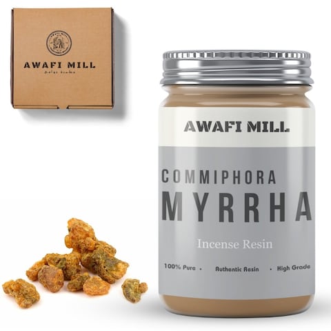 AWAFI MILL  Pure Myrrh Resin Incense - Aromatic Bliss Natural Resin Incense (Bottle of 50 gram / 1.7 Oz)
