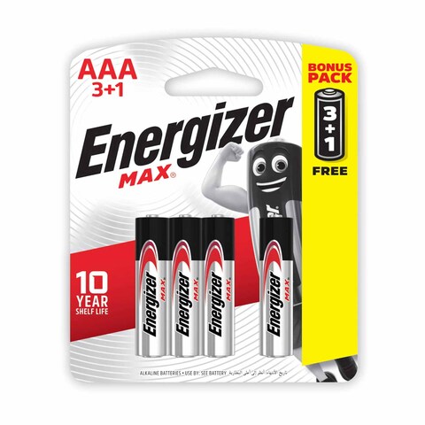 Energizer Alkaline Battery Max Power AAA 3+1 Batteries