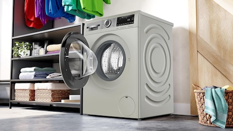 Bosch Series 4 Free-Standing Washing Machine, Front Loader, Touch Control Buttons, 10 Kg, Silver Inox, WGA2540XGC, Made in Turkey