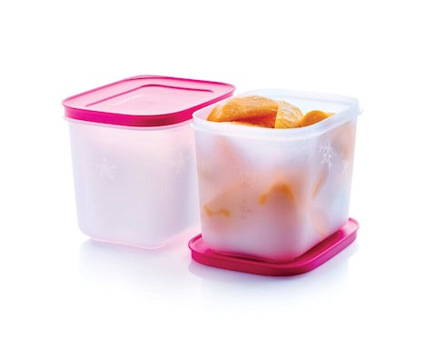 Tupperware Freezer Mates Tall Container Set 1.1L, Set Of 2, Pink &amp; White, Plastic