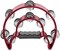 Mike Music Half Moon Musical Tambourine Double Row Metal Jingles Hand Held Percussion Drum For Gift Ktv Party Kids Toy With Ergonomic Handle Grip (Half Moon, Red)
