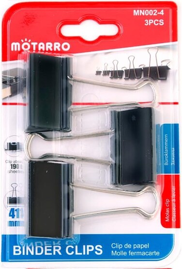 Buy Motarro Binder Clips 3PCS PACK MN002-4 BLACK Online | Carrefour UAE