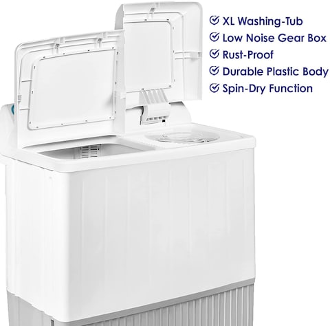 Super General 12 Kg Twin-Tub Semi-Automatic Washing Machine, White, Efficient Top-Load Washer With Low Noise Gear Box, Spin-Dry, SGW-1212, 89 x 54 x 97 cm, 1 Year Warranty (Installation not Included)