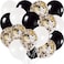 Party Time Black Silver Gold Confetti Latex Balloons Kit - Pack of 30 | Black, White Latex Balloons for Birthday Party | Glittery Confetti Balloons for Wedding Decoration, Anniversary, Bridal and Baby