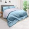 Hotel Linen Klub Reversible Down Alternative Comforter Set, Ultra Soft Brushed Stripe Microfiber Fabric, 200GSM Soft Fibersheet Filling, Size: Single 160 x 200cm, Aqua &amp; Light Grey