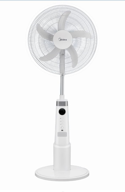 Midea Rechargeable Stand Fan With Remote, 9 Speed Settings With 25W Power, Cordless Support, 5 Blade With 11 Hours Battery Run Time, Best For Home &amp; Office - FS4523MRD