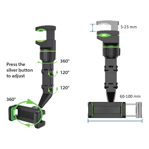 Autocare Adjustable View Mirror Universal Clip Cellphone Holder CPH-V207