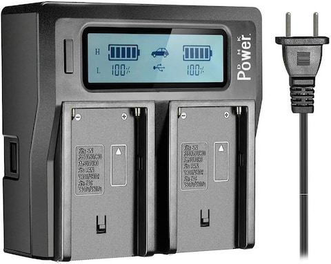DMK Power DC-01 DUAL Digital Battery Charger FOR Sony NP-F970/NP-F960/ NP-F770/NP-F570 NP-F330/FM50 etc.