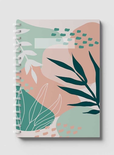 Lowha Spiral Notebook With 60 Sheets And Hard Paper Covers With Abstract Leaves Design, For Jotting Notes And Reminders, For Work, University, School