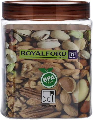 Royalford 450ml Crystalia Canister - Portable &amp; Stackable Design, Transparent Body With Tight Lid &amp; Bpa Free, Perfect For Preserving Snacks, Chocolate Bars, Coffee Beans, Cookies &amp; More, Rf10080