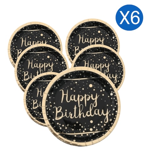 Varak Gold Paper Plate Black 23cm 6 PCS