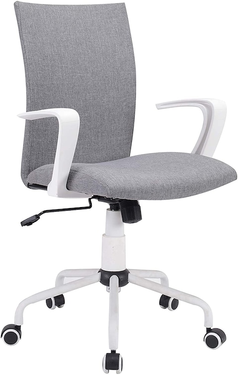 LANNY Office Desk Hydraulic Study Video Chair LK1042 GREY with Adjustable Height, Swivel 360&deg; and Wheel - Modern Computer Home Task Arms Chairs