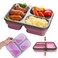 PALVOX - Silicone Lunch Box Collapsible Storage Bento Containers with Reusable Fork and Spoon,3 Compartments - 1100ML, Separate Sealed Lids, Fridge Microwave Freezer Dishwasher Safe(Pink)