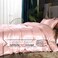 Luna Home Silky Satin, King Size 6-Piece Duvet Cover Set, Plain Pink Color