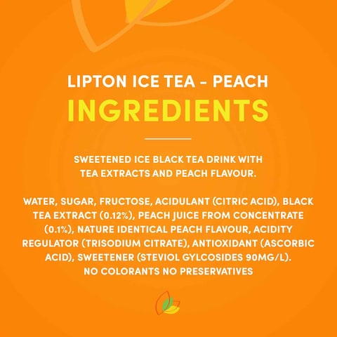 Lipton Peach Ice Tea Non Carbonated Low Calories Refreshing Drink 320ml Pack of 6