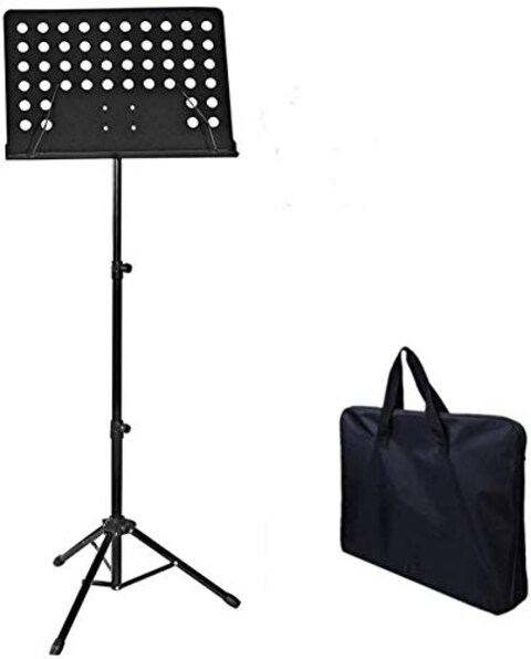 Mike Music Stand Portable Foldable Height Adjustable Instrument Performance Tool with Bag (D5+Bag, Black)