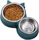 Okbuynow Double Dog Cat Bowls Durable Stainless Steel Pet Bowl with No-Slip Cute Modeling Food Water Feeder for Puppy Medium Pets Dogs Cats Green&hellip;