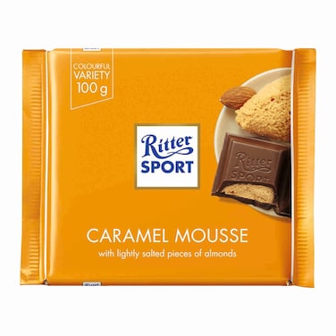 Ritter Sport Chocolate Bar With Caramel Mousse And Salted Almonds 100g