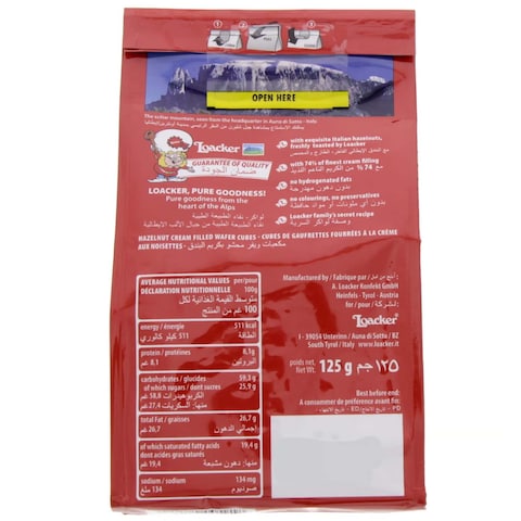 LOACKER QUADRATINI NAPOLITANER BITE SIZE WAFER COOKIES 125G