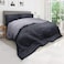 Hotel Linen Klub Reversible Down Alternative Comforter Set, Ultra Soft Brushed Stripe Microfiber Fabric, 200GSM Soft Fibersheet Filling, Size: Single 160 x 200cm, Charcoal &amp; Lt. Grey