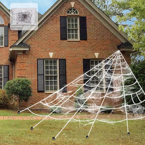 Pawliss Halloween Decorations, Giant Spider Web With Super Stretch Cobweb Set, Outdoor Yard Decor, White, 16 Feet White 10099512