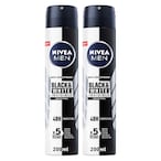 Buy Nivea Invisible Black And White Anti-Perspirant Deodorant Spray 200ml Pack of 2 in UAE