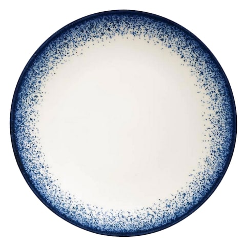 Kutahya Round Deep Ceramic Plate 21cm White/Blue