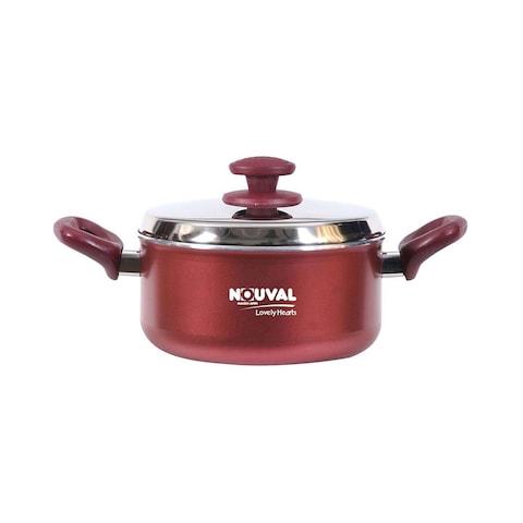 Nouval Lovely Hearts Pot With Stainless Steel Lid - 22 Cm - Red