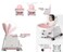 Baby Feeding High Chair Seat, Toddler Booster Furniture Detachable Double Tray Non-Slip Feet 3 Modes with Free Height Adjustment And Leather Seat Surface for Easy Cleaning-Pink,900