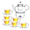 LIYING Double Wall Glass Teapot Set Combined With  Teapot 1 x 600ml ,1 Candle Warmer ,  Clear Classic designedTeacups and Sauce [6 x 120ml], Heat-resistant Stovetop Dishwasher Safe Teapot with Removab