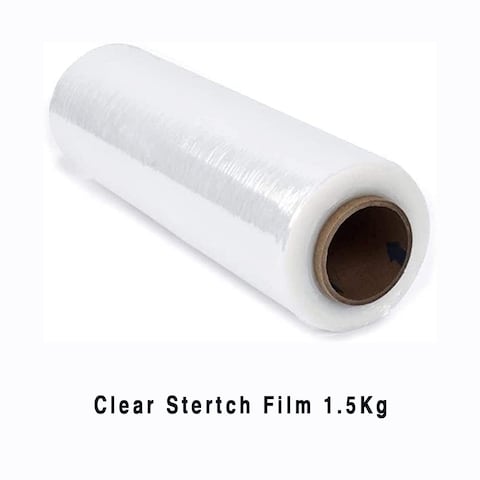 STRETCH FILM 1.5 KG, 300GM CORE, 50CM WIDTH IN CLEAR