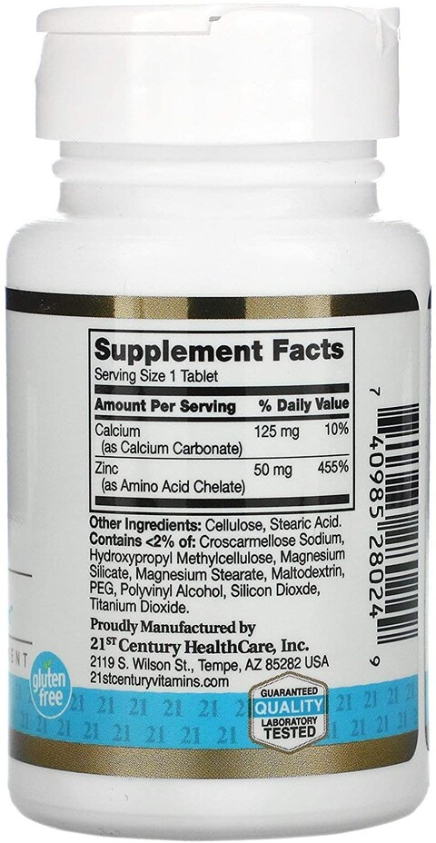 21st Century Zinc, Chelated, 50 Mg, 60 Tablets